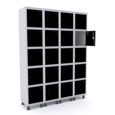 Imagem de Roupeiro de aço 4m 20 portas pitão pandin - cinza/preto