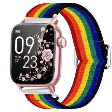 Imagem de Compatível com pulseiras de relógio inteligente AKUMAKA, pulseira de reposição ajustável de nylon elástico Lamshaw para homens e mulheres, compatível com relógio inteligente AKUMAKA G39, T90, 209DK