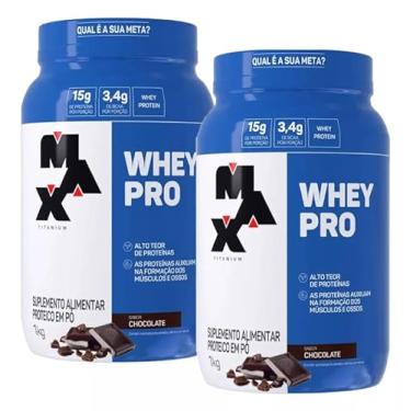 Imagem de Kit 2 Whey Protein Concentrado 1kg - Max Titanium Suplementos (Chocolate)