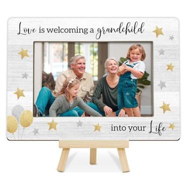 Imagem de OXRUN Porta-retrato para netos, presentes para avós pela primeira vez, molduras de lembrança de novos avós e eu, porta-retratos para netos, 10 x 15 cm, para exibição de mesa - M04