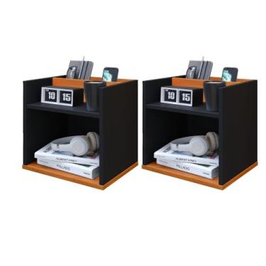 Imagem de Kit Mesa de Cabeceira Suspensa Mudo Nicho Retro Quarto Madri Preto Cin