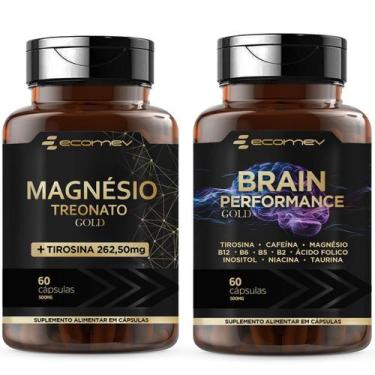 Imagem de Kit Magnesio Treonato L Tirosina Brain Cafeina Taurina Inositol 120Cáp