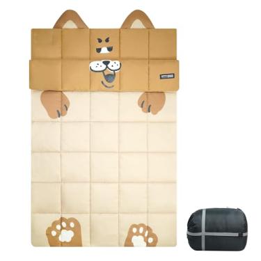 Imagem de Saco de dormir duplo Himalaya, saco de dormir para 2 pessoas para acampamento adulto com travesseiro ao ar livre, interno, saco de dormir tamanho queen para clima frio e quente (marrom)