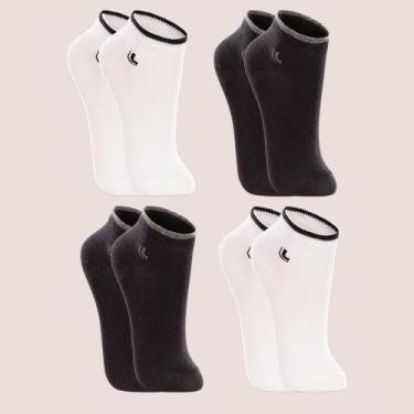 Imagem de Kit 4 Pares Meia Kids Lupo Cano Curto Unisex Original, Preto e branco,