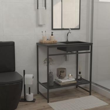 Imagem de Gabinete para Banheiro 80x45cm Estilo Industrial Iron Black Venturi