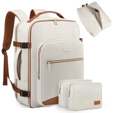 Imagem de Mochila de viagem LOVEVOOK Carry on 50L com laptop de 18" bege