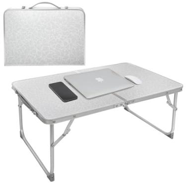 Imagem de MESA DOBRAVEL SOFA CAMA NOTEBOOK ALUMINIO VIRA MALETA PORTATIL SUPORTE HOME OFFICE REFEICAO ESTUDOS TAMPO MADEIRA