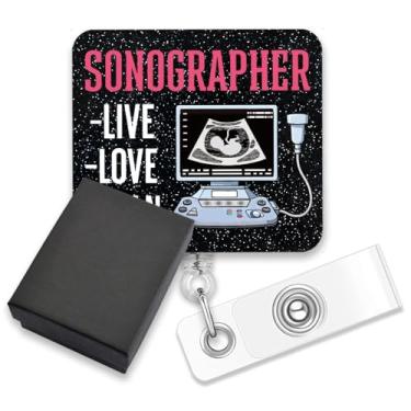 Imagem de AGMDESIGN Sonographer Live Love Scan Carretel de crachá engraçado retrátil clipe jacaré, carretel de crachá de tecnologia de ultrassom presentes para médico, ultrassonografista, estudante