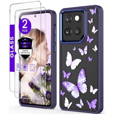 Imagem de DagoRoo Capa para Motorola Moto G Stylus 5G 2025 + protetor de tela de vidro temperado, proteção de grau militar TPU macio fino + PC rígido, meninas mulheres capa com padrão de flor transparente