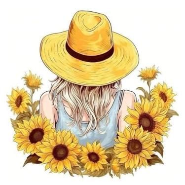 Imagem de Adesivo de vinil de menina girassol (12,7 cm) adesivos de girassol amarelo para garrafas de água/carros, para-choques, caminhões, janelas, laptops, capas de telefone