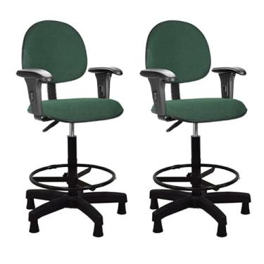 Imagem de Kit 2 Cadeiras de Escritório Verde Caixa Alta Balcão Executiva com Sapata Fixa e Braço Escritex - Conforto, Estilo e Funcionalidade