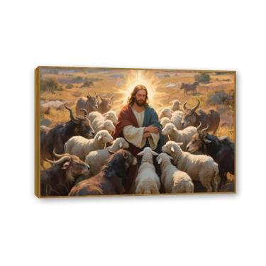 Imagem de Arte de parede em tela de Jesus e cordeiro, presente cristão imagens de cordeiro Jesus, Rei Leão Cristão, impressão de pôster, pintura religiosa, arte de igreja, decoração de parede, imagens 45 x 30