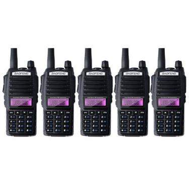 Imagem de Kit 5 Rádio Ht Comunicador Baofeng Dual Band Uv82 Rádio Fm