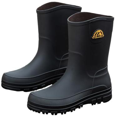 Imagem de IQAXC Botas De Chuva Impermeáveis Para Jardim, Masculinas, Respiráveis, Leves, Cano Médio, Para Pesca, Uso Ao Ar Livre, Antiderrapantes, 388, Pretas, 44