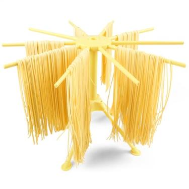 Imagem de KEOUKE Escorredor de massa dobrável – Secador de massa dobrável com 10 varas, design compacto e resistente para macarrão espaguete caseiro, fácil armazenamento, plástico