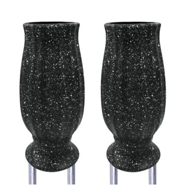 Imagem de 2 peças de vasos de cemitério para túmulos de plástico durável suporte de flores com pontas de metal decoração de arco para lápides de cemitério, decorações de túmulo ao ar livre para presentes de