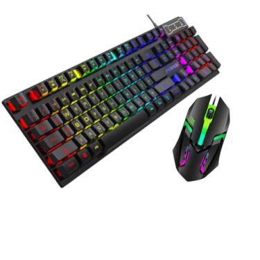 Imagem de Kit Teclado Gamer Semi Mecânico RGB, com Mouse Gamer 3600DPI, Óptico Compatível PC/PS4/PS5/One