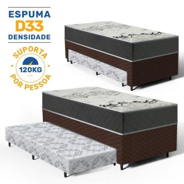 Imagem de Cama Box com Colchão de D33 ISO 3000 Gazin + Auxiliar de Espuma Unique Solteiro 88cm
