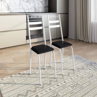 Imagem de Kit com Duas Cadeiras de Cozinha 061 Branco/Rattan