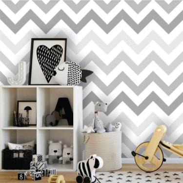 Imagem de Kit 3 Rolos Papel de Parede Chevron Cinza - Inove Papéis de Parede