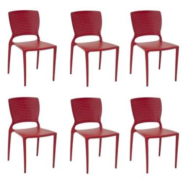 Imagem de Kit 6 Cadeiras Safira Vermelha Tramontina 92048/040
