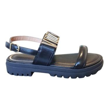 Imagem de Sandalia Papete Feminina Vizzano Tira Abotoar Tratorada 6538.100, Pret
