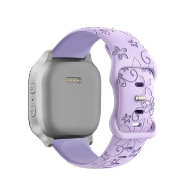 Imagem de Pulseiras com gravação de flores em dois tons compatíveis com relógio Gizmo 3 2 1/Gabb Watch 3 2 1/SyncUP/Cosmo JrTrack infantil, pulseira esportiva de silicone macio de 20 mm para meninos e meninas