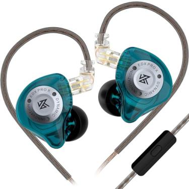 Imagem de Fones de ouvido intra-auriculares KZ EDX PRO X HiFi, fone de ouvido intra-auricular dinâmico esportivo 0,75 pinos, poderoso fone de ouvido graves para audiphiles (ciano, com microfone)