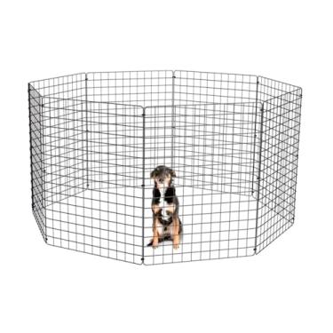 Imagem de Cercado Móvel Pet Grande Dobrável para Cachorros Pequeno e Médio Porte Coelho 80cm Altura Cercadinho Articulado Portátil (PRETO, 8 TELAS)