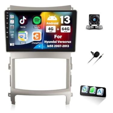 Imagem de [4+64G] Android 13 estéreo automotivo para Hyundai Veracruz ix55 2007-2013 com carro sem fio e Android Auto, rádio de carro de 23 cm com link espelhado Bluetooth FM/RDS WiFi GPS EQ DSP SWC + câmera de