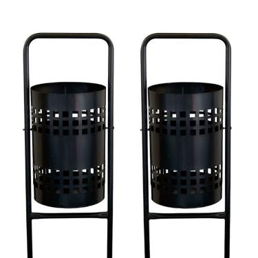 Imagem de Kit 2 Lixeiras Pátios Parques Calçada Rua Redonda Tela 113cm