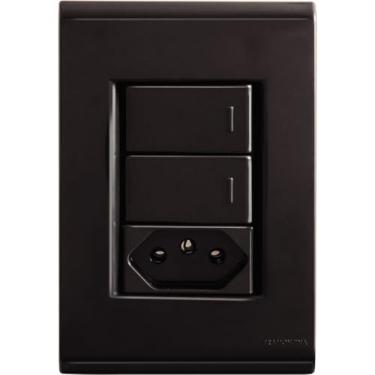 Imagem de Tramontina Conjunto 2 Interruptores Simples 10A 250 V e 1 Tomada 2P+T 10A 250 V 4x2 Liz Grafite