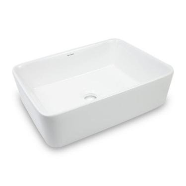 Imagem de Cuba de Apoio para Banheiro/lavabo Cerâmica Quadrada 48 Cm Branco Brilho