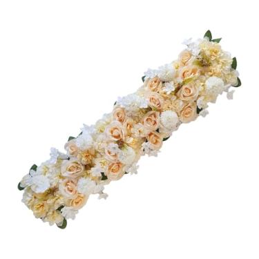 Imagem de shamjina Painel de flores em arco, decoração de mesa de fundo, flores citadas na estrada, arranjo de flores, painel floral realista para festa de casamento, Amarelo Claro