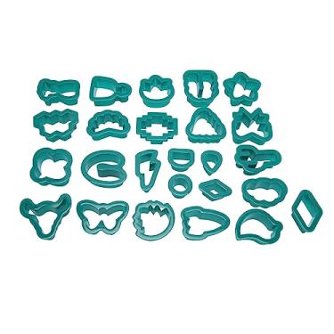 Imagem de 25pcs Crentes de Orelha de Argila Estilos Plástico Grau Alimento Cortadores Espessos para Artesanato Artesanato Argila Laranja Laranja Cortadores Fontes Corte Moldes (Verde escuro)