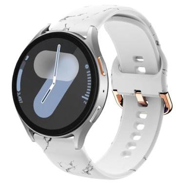 Imagem de DEALELE Pulseiras de silicone compatíveis com Samsung Galaxy Watch 3 de 45 mm/Galaxy de 46 mm, 22 mm para Huawei Watch GT5 / GT5 Pro / 4/4 Pro / 3/3 Pro / GT4 / GT3 / GT2 de 46 mm (branco mármore)