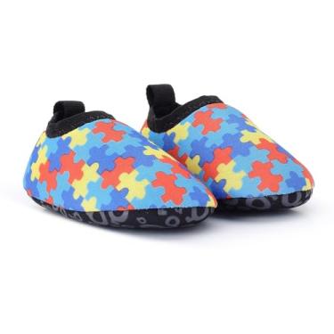 Imagem de Sapatilha Infantis Aquática Antiderrapantes, Macias, Calce Fácil para Praia, Piscina, Natação, Surf, Barco, Pesca, Camping, Caminhada, Neoprene (COLORIDO, BR, Bebê, Faixa Numérico, 16, 17)