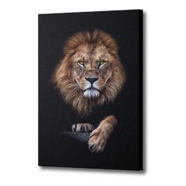 Imagem de Quadro Para Sala Grande Leão Moldura Canvas 102X72Cm - Editar Moveis P