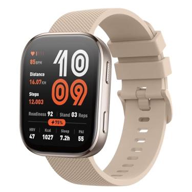 Imagem de AK Pulseira de silicone compatível com Amazfit Bip 6/Bip 5, Amazfit GTR 4, pulseira esportiva de substituição macia de 22 mm para Amazfit Bip 6/Bip 5/GTR 4 feminino e masculino (chá de leite)