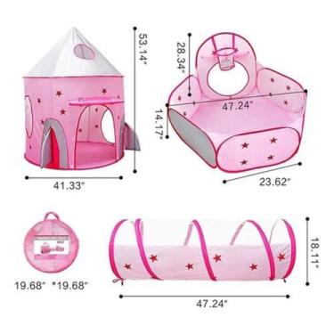 Imagem de Barraca infantil com túnel menina menino Dobrável Princesas 3x1 toca t