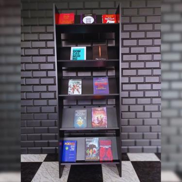 Imagem de Armário Expositor Organizador para Livros, Revistas, Quadros com 5 Prateleiras Cor Pret...