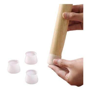 Imagem de Kit 32 Protetores Pés Cadeiras Mesas Silicone - Branco - Kadê
