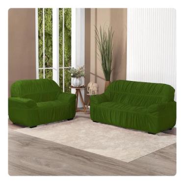 Imagem de Capa De Sofá Elasticada King 3 E 2 Lugares Sala Malha Gel Grande Verde