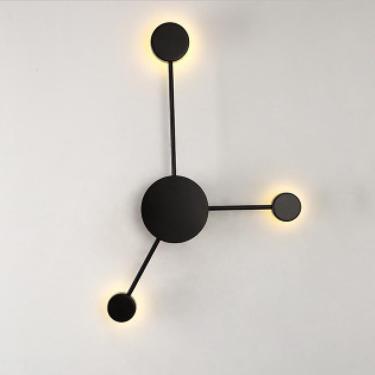 Imagem de Iluminação De Parede Led Scoe Iluminação Preta Com Design De Pontos E Linhas Luminária Decorativa, Luz Quente 2700k-3000k, Luminárias De Parede Internas, Luminária De Pa, 6-Light