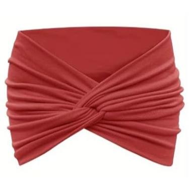 Imagem de Turbante Head Faixa Tiara Testeira Fita Laço Headband Cabelo Moda Acessório Feminino Confortável Top (Rosa Pink,1)