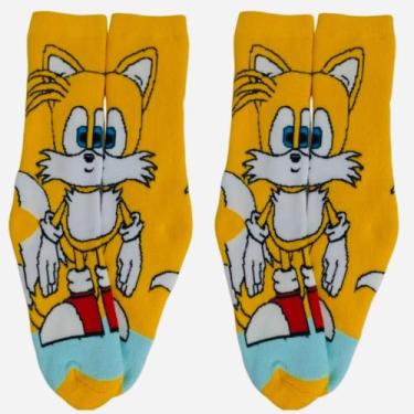Imagem de Meias Adulto Unissex Sonic e Tails Desenho Animados Algodão Premium En
