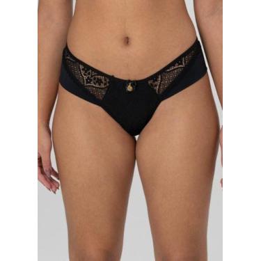 Imagem de Calcinha Fio Duplo de Microfibra Com Renda - New Love, GG, Preto