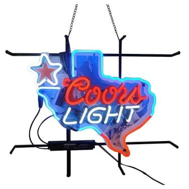 Imagem de COONidos Placas De Neon Para Decoração Parede 20X24 Polegadas Coor Light Texas Lone Stars Sign Man Cave Bar Pub Cerveja Lâmpada Presente Tubo Vidro