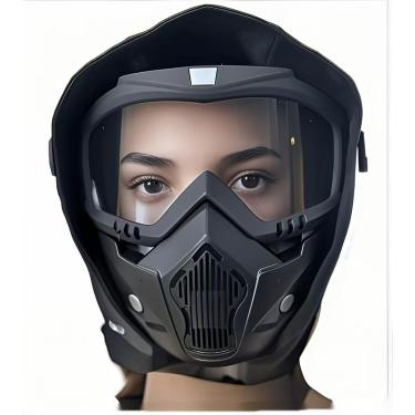 Imagem de Máscara De Airsoft Máscara Facial De Balaclava,capacete De Motocicleta Óculos De Equitação Com Máscara Facial RemovívelÓculos Anti-nevoeiro,cs Games,terno, black, One Size