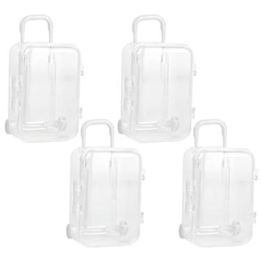 Imagem de CREATCABIN 4 peças mini caixas de mala mini caixa vazia de armazenamento de bagagem mini recipientes de bagagem transparente mala de viagem caixa de doces caixa de embalagem para decoração de